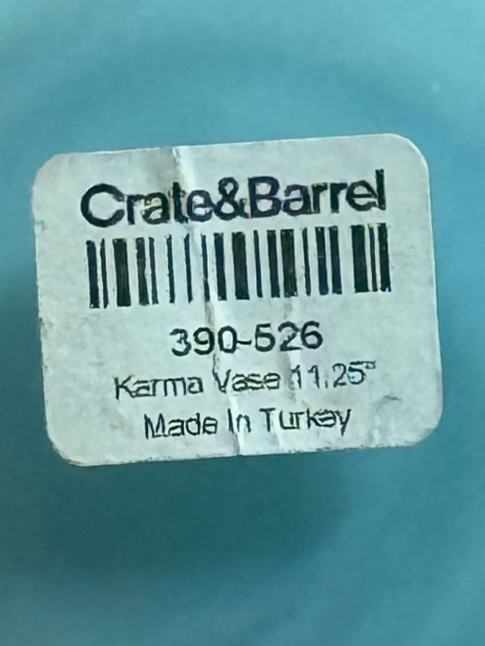 Crate & Barrel Karma Blue Art Glass Hourglass-Shaped Vase